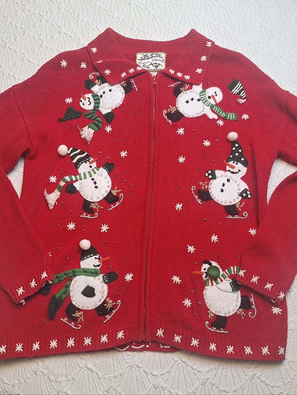 Vintage Heirloom Collectible Embroidered Sweater Size Large